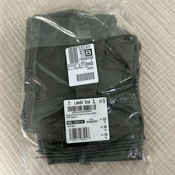 Lands End Women's army green Mid Rise Slim Cargo Chino Pants- new in bag sz 4 - Picture 6 of 6